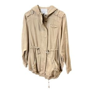 Free People Anorak Hood Utility Oversized Lightweight Cotton Jacket Desert Tan S